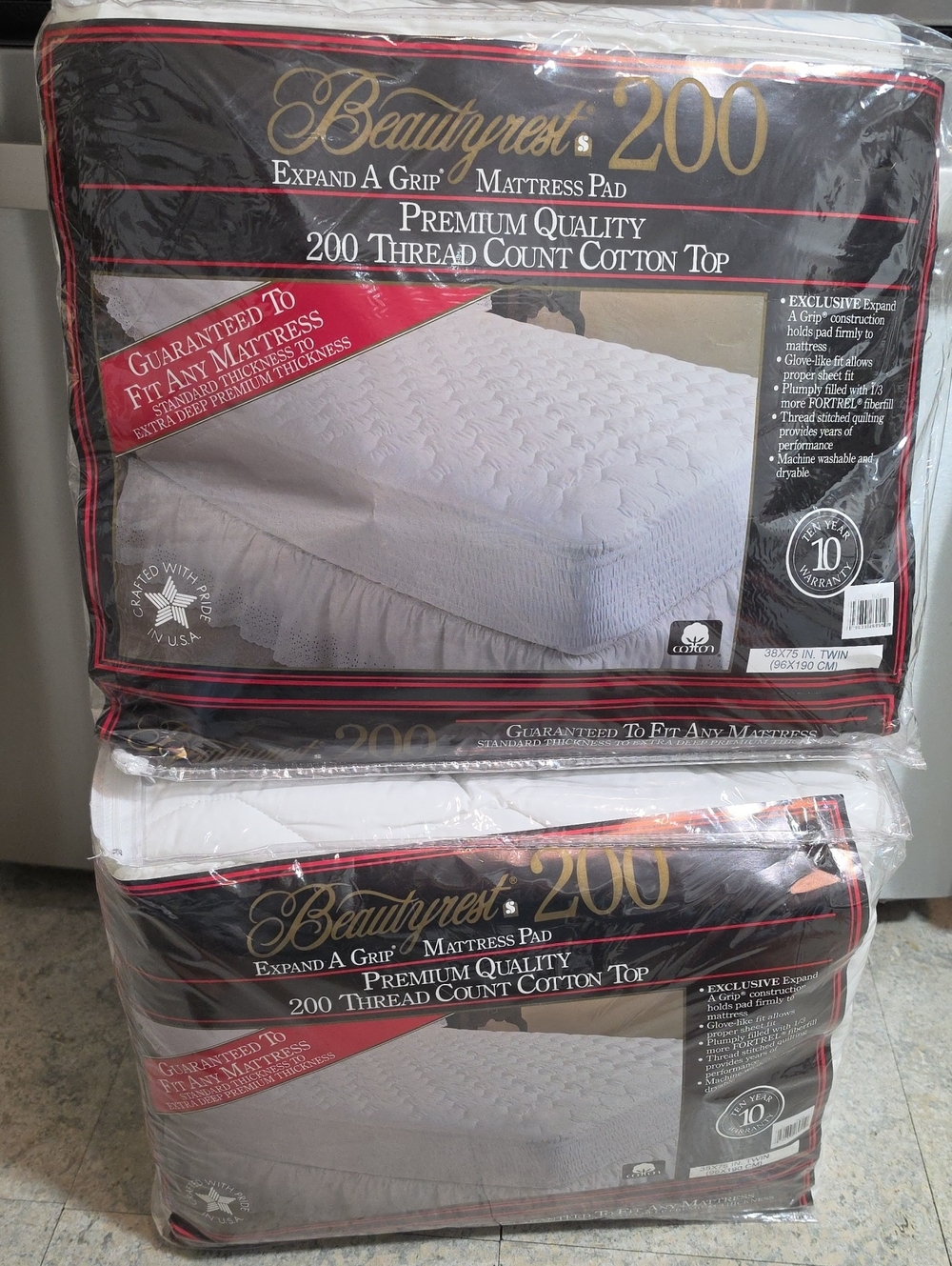 2 Beautyrest 200-Thread Cotton Top Mattress Pad - White